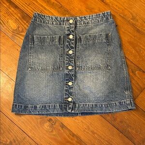 Denim Button-Front Skirt